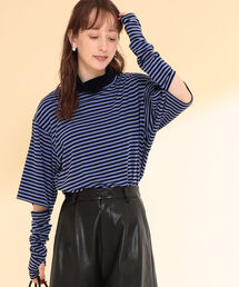 Ray BEAMS | Name. × Ray BEAMS / 別注 ボーダー ヘンリーネック カットソー(Tシャツ/カットソー)