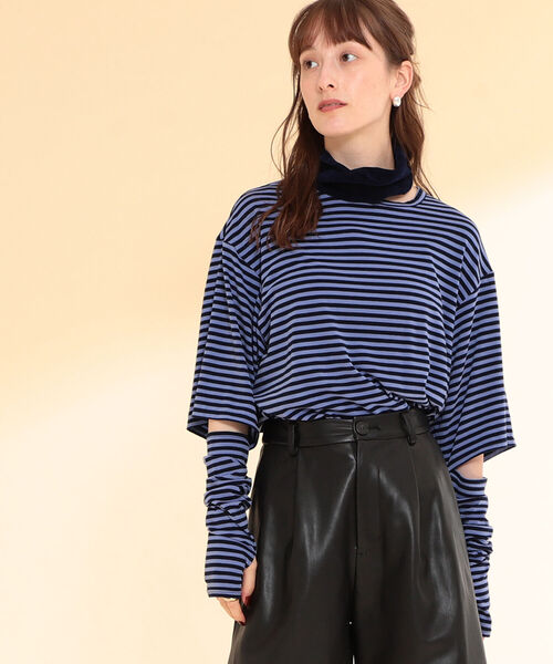 Ray BEAMS（レイビームス）の「Name. × Ray BEAMS / 別注 ボーダー ヘンリーネック カットソー（Tシャツ/カットソー・レディース・レッド/ブルー・ONE SIZE）」の9枚目の写真