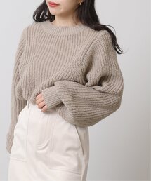 RAY CASSIN | ナローイングスリーブ片畦ニットプルオーバー(ニット/セーター)