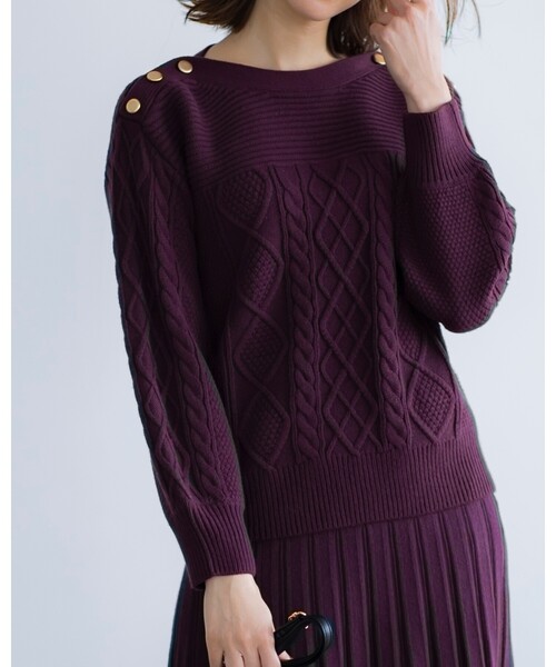 DRESKIP（ドレスキップ）の「◆毛玉になりにくいケ－ブル肩釦ニット（ニット/セーター・レディース・ブラック/ライトグリーン/ライトベージュ/ブラウン系その他2/パープル系/ピンク系・02/03/04）」の15枚目の写真