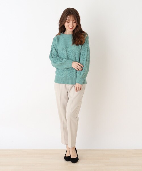 DRESKIP（ドレスキップ）の「◆毛玉になりにくいケ－ブル肩釦ニット（ニット/セーター・レディース・ブラック/ライトグリーン/ライトベージュ/ブラウン系その他2/パープル系/ピンク系・02/03/04）」の14枚目の写真