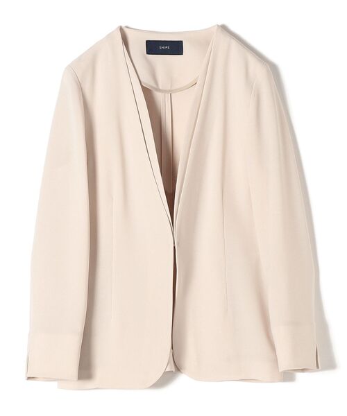 SHIPS（シップス）の「ウールライクジャケット◆（ノーカラージャケット・レディース・オフホワイト/ネイビー/キャメル・34/36/38/40）」の4枚目の写真