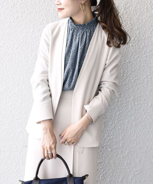 SHIPS（シップス）の「ウールライクジャケット◆（ノーカラージャケット・レディース・オフホワイト/ネイビー/キャメル・34/36/38/40）」の15枚目の写真