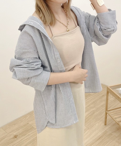 apres jour clair（アプレジュールクレア）の「【apres jour clair】ストライプシャツ【ZOZOTOWN限定アイテム】（シャツ/ブラウス・レディース・ライトイエロー/ミント/ベージュ/ネイビー・X-LARGE/フリー）」の4枚目の写真