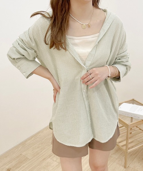 apres jour clair（アプレジュールクレア）の「【apres jour clair】ストライプシャツ【ZOZOTOWN限定アイテム】（シャツ/ブラウス・レディース・ライトイエロー/ミント/ベージュ/ネイビー・X-LARGE/フリー）」の15枚目の写真