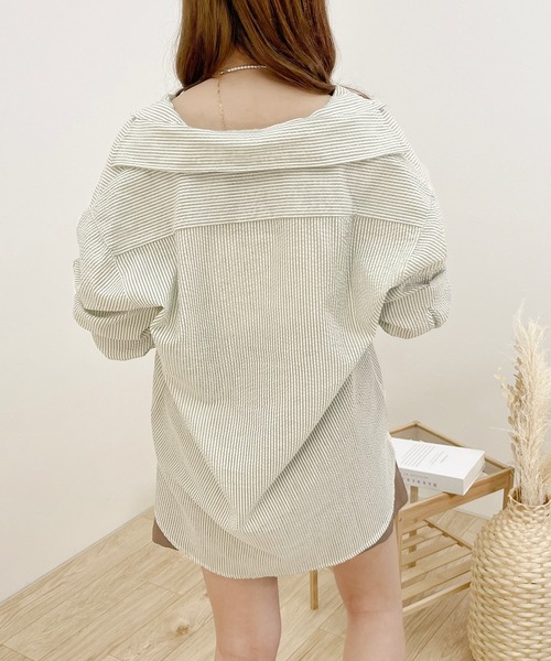 apres jour clair（アプレジュールクレア）の「【apres jour clair】ストライプシャツ【ZOZOTOWN限定アイテム】（シャツ/ブラウス・レディース・ライトイエロー/ミント/ベージュ/ネイビー・X-LARGE/フリー）」の20枚目の写真