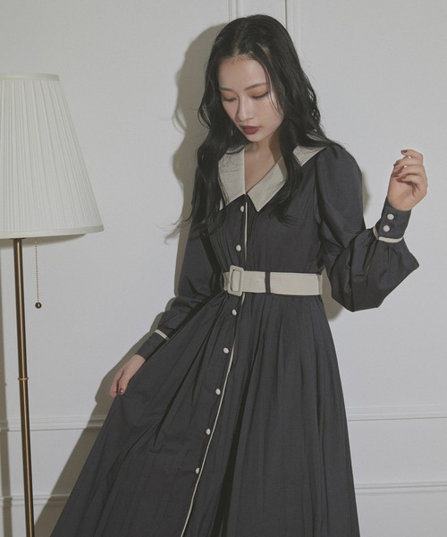 ANDGEEBEE(アンジービー)の「プリーツシャツワンピ(シャツワンピース・レディース・モカ/チャコールグレー・MEDIUM)」の11枚目の写真