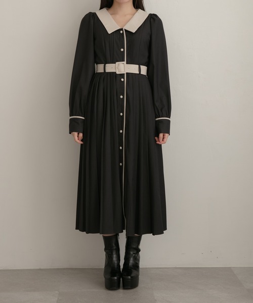 ANDGEEBEE(アンジービー)の「プリーツシャツワンピ(シャツワンピース・レディース・モカ/チャコールグレー・MEDIUM)」の7枚目の写真