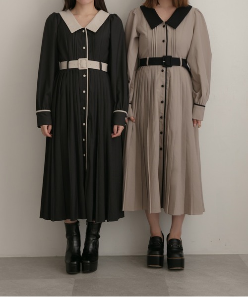 ANDGEEBEE(アンジービー)の「プリーツシャツワンピ(シャツワンピース・レディース・モカ/チャコールグレー・MEDIUM)」の19枚目の写真