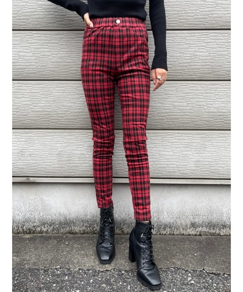 EGOIST（エゴイスト）の「ストレッチチェック柄スキニーパンツ（その他パンツ・レディース・ブラック/レッド・FREE）」の7枚目の写真
