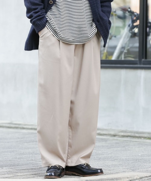 SENSE OF PLACE by URBAN RESEARCH(センスオブプレイスバイアーバンリサーチ)の「『Sサイズあり』ウールライクタックワイドパンツ(その他パンツ・メンズ・ブラック/ブラウン/グレー/ライトベージュ・MEDIUM/LARGE/SMALL)」の4枚目の写真