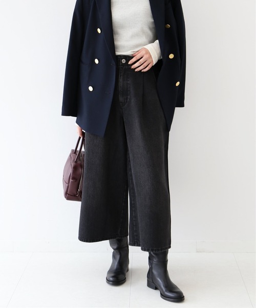 SLOBE IENA(スローブイエナ)の「LE DENIM バギークロップドパンツ【洗濯機使用可能】◆(デニムパンツ・レディース・ブルー系その他/ブラック・38/36)」の2枚目の写真