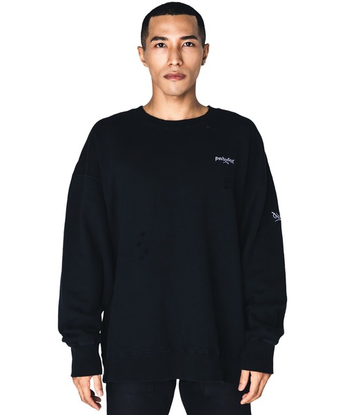 BAD BOY（バッドボーイ）の「【BADBOY】PRDX別注BADBOYダメージスウェット（スウェット・レディース・グレー/ブラック・LARGE/MEDIUM）」の5枚目の写真