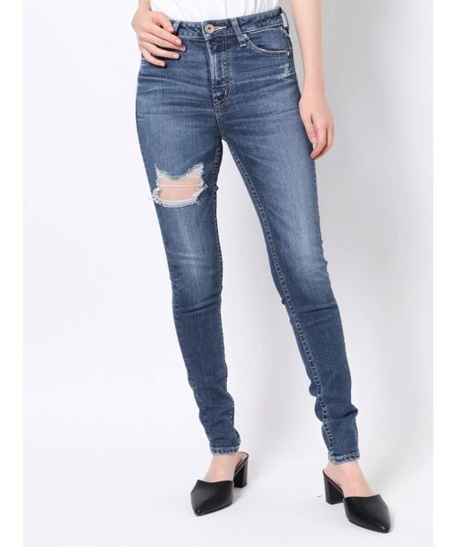 GYDA(ジェイダ)の「ミドルウエスト BACK RIPPEDスキニーデニムパンツ(デニムパンツ・レディース・インディゴブルー/ブルー・SMALL/MEDIUM/X-SMALL)」の21枚目の写真