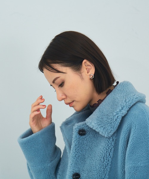 Abahouse Devinette（ドゥヴィネット）の「【Mylanka】ウールミックスボアジャケット（ブルゾン・レディース・ホワイト/ブラック/サックスブルー・フリー）」の3枚目の写真