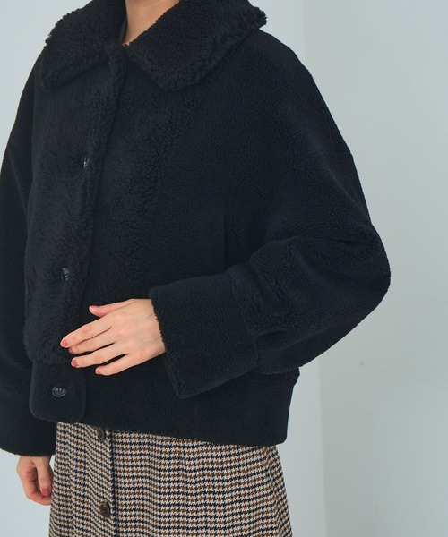 Abahouse Devinette（ドゥヴィネット）の「【Mylanka】ウールミックスボアジャケット（ブルゾン・レディース・ホワイト/ブラック/サックスブルー・フリー）」の17枚目の写真