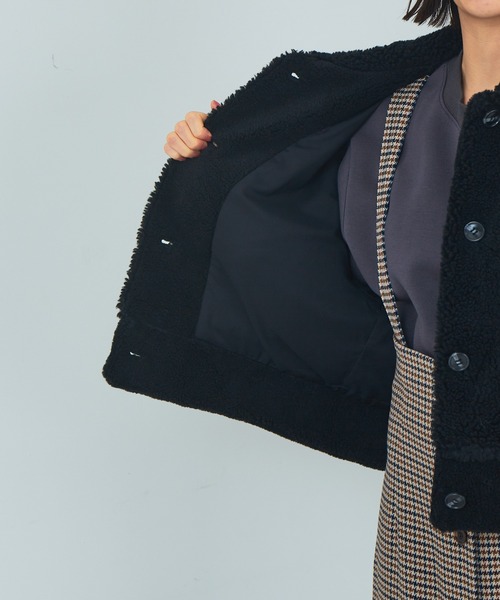 Abahouse Devinette（ドゥヴィネット）の「【Mylanka】ウールミックスボアジャケット（ブルゾン・レディース・ホワイト/ブラック/サックスブルー・フリー）」の18枚目の写真