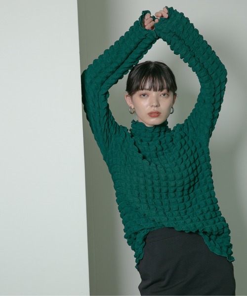 Eimee Law（エイミーロウ）の「スクエアシャーリング ハイネックTOPS（Tシャツ/カットソー・レディース・ブラック/イエロー/グリーン/アイボリー・38）」の21枚目の写真