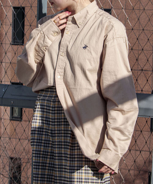 BEVERLY HILLS POLO CLUB（ビバリーヒルズポロクラブ）の「【BEVERLY HILLS POLO CLUB/ビバリーヒルズポロクラブ】ビッグB.Dシャツ（シャツ/ブラウス・メンズ・ホワイト/ライトブルー/ブラック/ベージュ/グリーン・MEDIUM/LARGE/X-LARGE）」の4枚目の写真