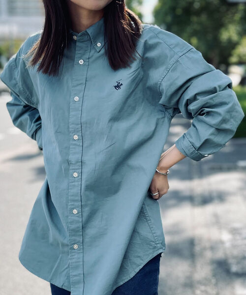 BEVERLY HILLS POLO CLUB（ビバリーヒルズポロクラブ）の「【BEVERLY HILLS POLO CLUB/ビバリーヒルズポロクラブ】ビッグB.Dシャツ（シャツ/ブラウス・メンズ・ホワイト/ライトブルー/ブラック/ベージュ/グリーン・MEDIUM/LARGE/X-LARGE）」の8枚目の写真
