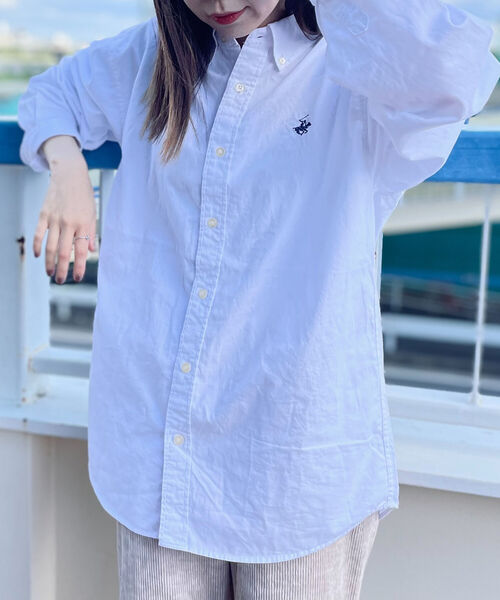 BEVERLY HILLS POLO CLUB（ビバリーヒルズポロクラブ）の「【BEVERLY HILLS POLO CLUB/ビバリーヒルズポロクラブ】ビッグB.Dシャツ（シャツ/ブラウス・メンズ・ホワイト/ライトブルー/ブラック/ベージュ/グリーン・MEDIUM/LARGE/X-LARGE）」の11枚目の写真