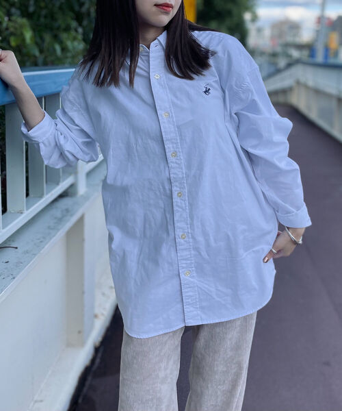 BEVERLY HILLS POLO CLUB（ビバリーヒルズポロクラブ）の「【BEVERLY HILLS POLO CLUB/ビバリーヒルズポロクラブ】ビッグB.Dシャツ（シャツ/ブラウス・メンズ・ホワイト/ライトブルー/ブラック/ベージュ/グリーン・MEDIUM/LARGE/X-LARGE）」の13枚目の写真