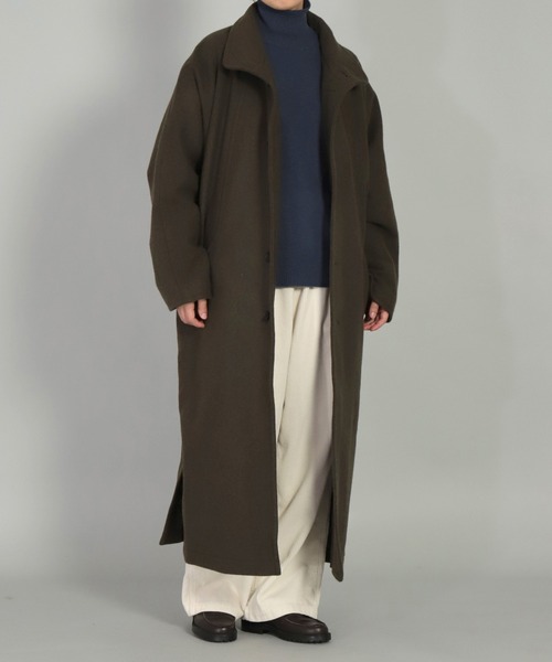 BASISBROEK（バシスブルック）の「[ BASISBROEK ] GREAT　メルトンウールオーバーロングコート（チェスターコート・レディース・ブラウン/ブラック/オリーブ/ベージュ・1）」の12枚目の写真