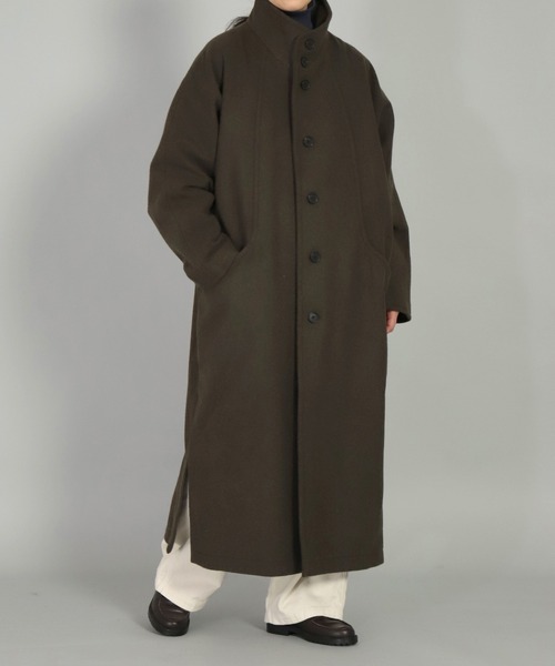 BASISBROEK（バシスブルック）の「[ BASISBROEK ] GREAT　メルトンウールオーバーロングコート（チェスターコート・レディース・ブラウン/ブラック/オリーブ/ベージュ・1）」の11枚目の写真