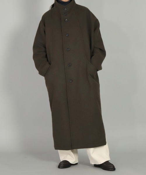 BASISBROEK（バシスブルック）の「[ BASISBROEK ] GREAT　メルトンウールオーバーロングコート（チェスターコート・レディース・ブラウン/ブラック/オリーブ/ベージュ・1）」の10枚目の写真