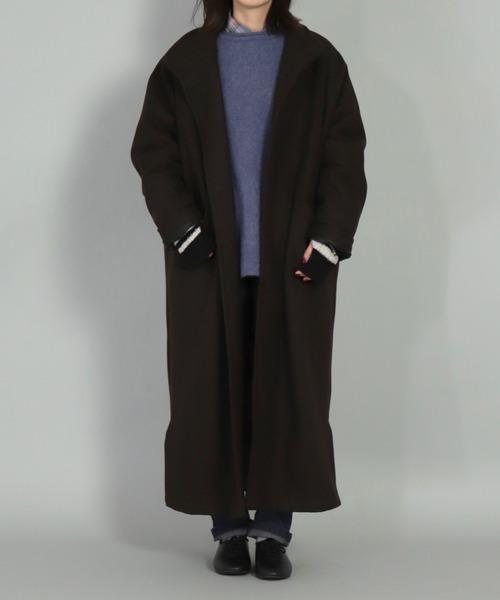 BASISBROEK（バシスブルック）の「[ BASISBROEK ] GREAT　メルトンウールオーバーロングコート（チェスターコート・レディース・ブラウン/ブラック/オリーブ/ベージュ・1）」の17枚目の写真