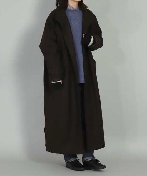 BASISBROEK（バシスブルック）の「[ BASISBROEK ] GREAT　メルトンウールオーバーロングコート（チェスターコート・レディース・ブラウン/ブラック/オリーブ/ベージュ・1）」の16枚目の写真