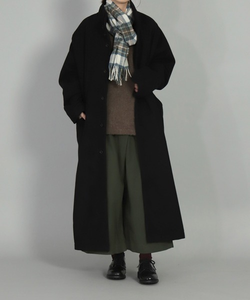 BASISBROEK（バシスブルック）の「[ BASISBROEK ] GREAT　メルトンウールオーバーロングコート（チェスターコート・レディース・ブラウン/ブラック/オリーブ/ベージュ・1）」の15枚目の写真