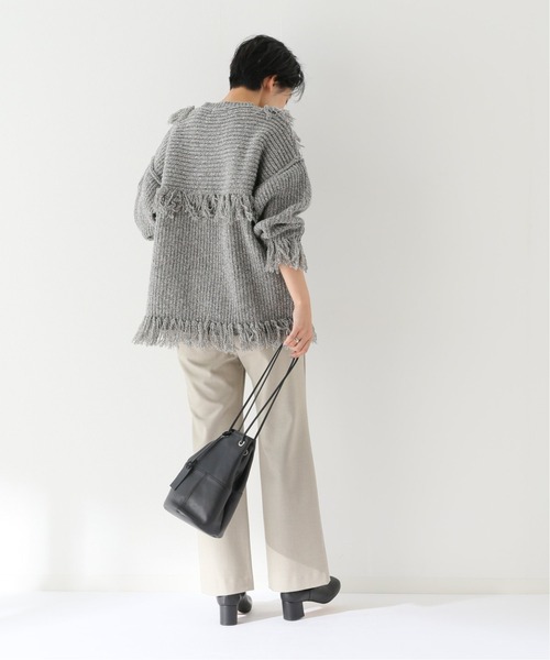 KIIRA（キーラ）の「【KiiRA/キーラ】 MIX FRINGE KNIT PO：ニット（ニット/セーター・レディース・チャコールグレー/レッド・FREE）」の9枚目の写真