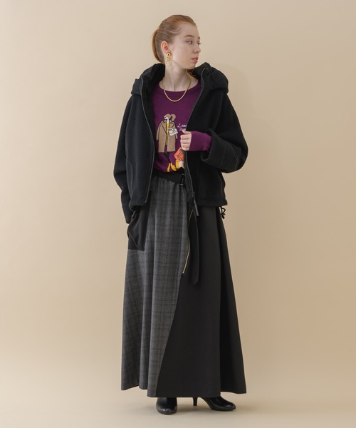 La SRIC（ラスリック）の「La SRIC チェック切替 ZIP スカート（スカート・レディース・グレー/ブラック・FREE）」の4枚目の写真