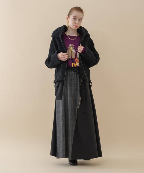 La SRIC（ラスリック）の「La SRIC チェック切替 ZIP スカート（スカート・レディース・グレー/ブラック・FREE）」の15枚目の写真