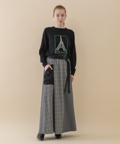 La SRIC（ラスリック）の「La SRIC チェック切替 ZIP スカート（スカート・レディース・グレー/ブラック・FREE）」の3枚目の写真