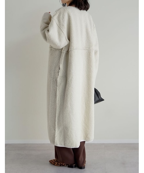 セール】[低身長サイズ有]ダブルフェイスボアフェイクムートンノー