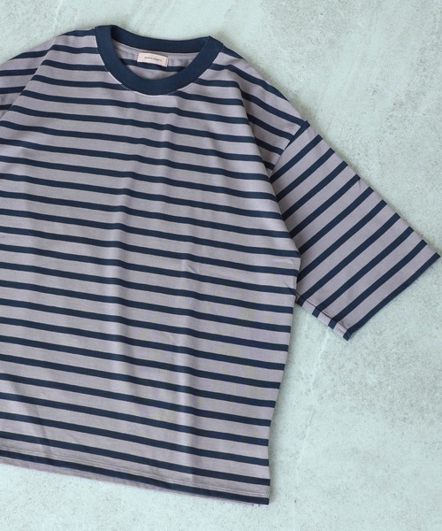 BEAMS LIGHTS（ビームスライツ）の「BEAMS LIGHTS / スプレンダーツイスト リンガーネック ボーダー Tシャツ（Tシャツ/カットソー・メンズ・ホワイト/グレー/ワイン・SMALL/MEDIUM/LARGE）」の3枚目の写真