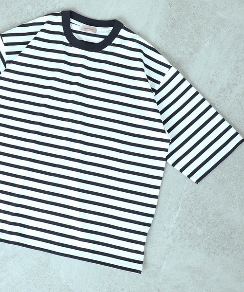 BEAMS LIGHTS（ビームスライツ）の「BEAMS LIGHTS / スプレンダーツイスト リンガーネック ボーダー Tシャツ（Tシャツ/カットソー・メンズ・ホワイト/グレー/ワイン・SMALL/MEDIUM/LARGE）」の2枚目の写真