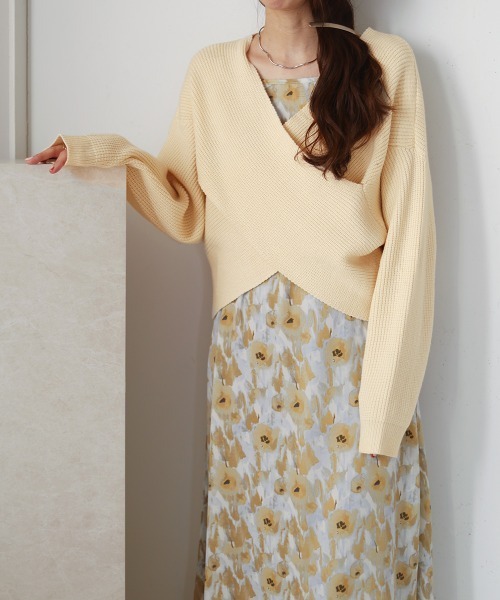 Bab（バブ）の「クロスニット&キャミワンピースSET（ワンピース・レディース・ベージュ/パープル/アイボリー・M）」の12枚目の写真