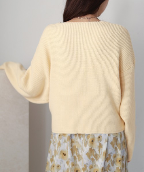 Bab（バブ）の「クロスニット&キャミワンピースSET（ワンピース・レディース・ベージュ/パープル/アイボリー・M）」の7枚目の写真