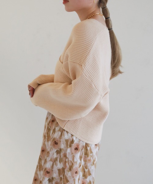 Bab（バブ）の「クロスニット&キャミワンピースSET（ワンピース・レディース・ベージュ/パープル/アイボリー・M）」の8枚目の写真