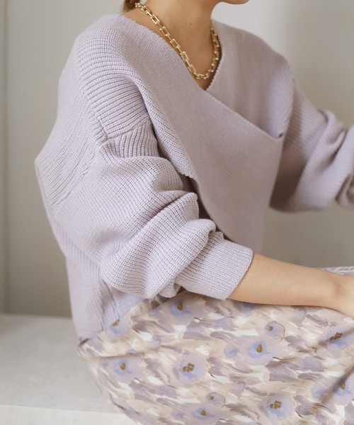 Bab（バブ）の「クロスニット&キャミワンピースSET（ワンピース・レディース・ベージュ/パープル/アイボリー・M）」の14枚目の写真