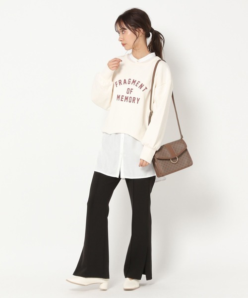 mysty woman（ミスティウーマン）の「カラバリフレアスリットパンツ 266547（スラックス・レディース・ブラック/ベージュ/サックスブルー/ピンク/アイボリー/グリーン系/ピンク系・SMALL/MEDIUM/LARGE）」の9枚目の写真