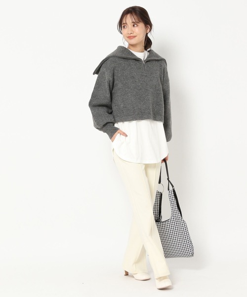 mysty woman（ミスティウーマン）の「カラバリフレアスリットパンツ 266547（スラックス・レディース・ブラック/ベージュ/サックスブルー/ピンク/アイボリー/グリーン系/ピンク系・SMALL/MEDIUM/LARGE）」の10枚目の写真