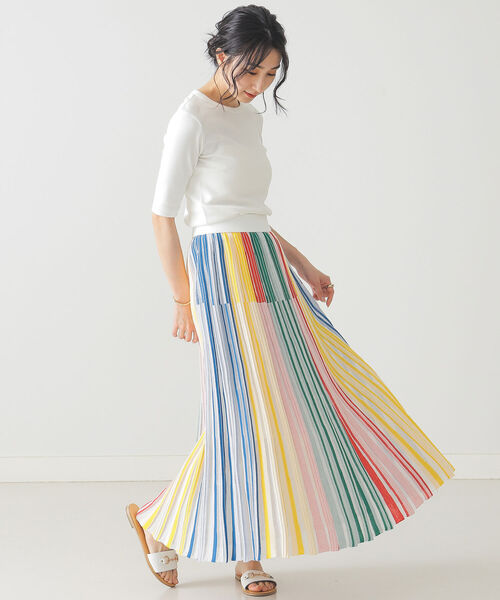 BEAMS LIGHTS(ビームスライツ)の「BEAMS LIGHTS / テレコ リブ ハーフスリーブ Tシャツ(Tシャツ/カットソー・レディース・ホワイト/ブラック/サックスブルー・ONE SIZE)」の7枚目の写真