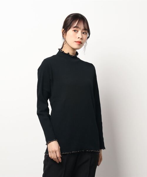 Samansa Mos2（サマンサ モスモス）の「配色メローハイネックカットソー（Tシャツ/カットソー・レディース・ブラック/オフホワイト/イエロー/ミント・ﾌﾘ-）」の3枚目の写真