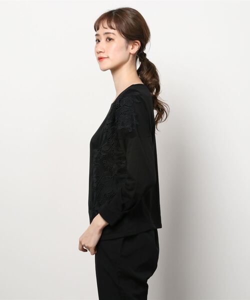 Anna Nicola(アンナニコラ)の「Anna Nicola 裏起毛レースプルオーバー(Tシャツ/カットソー・レディース・プラム/キャメル/ブラック・38)」の21枚目の写真
