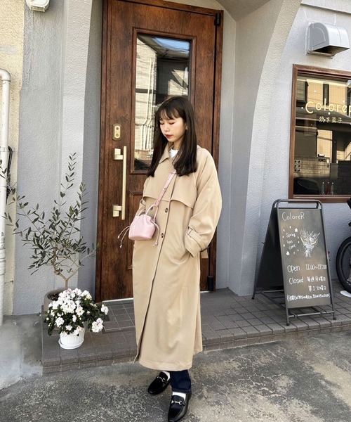 GeeRA（ジーラ）の「春 のマストアイテム！キャンディスリーブオーバーサイズロングトレンチコート（トレンチコート・レディース・ベージュ/ネイビー/キャメル・SMALL/MEDIUM/LARGE/X-LARGE/XX-LARGE）」の13枚目の写真