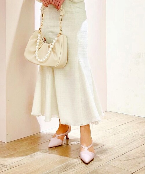 ESPERANZA(エスペランサ)の「【3WAY】パールハンドルバッグ(ショルダーバッグ・レディース・アイボリー/パープル系・FREE)」の1枚目の写真